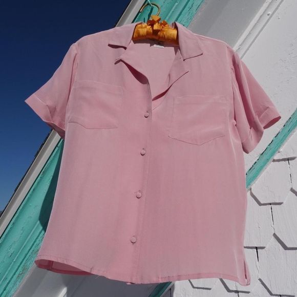 Vintage 90s dusty rose silk button up - Picture 6 of 6